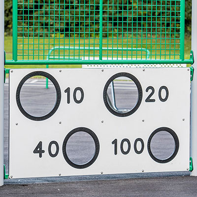 Close up of target panel for sporting courts and facilities.